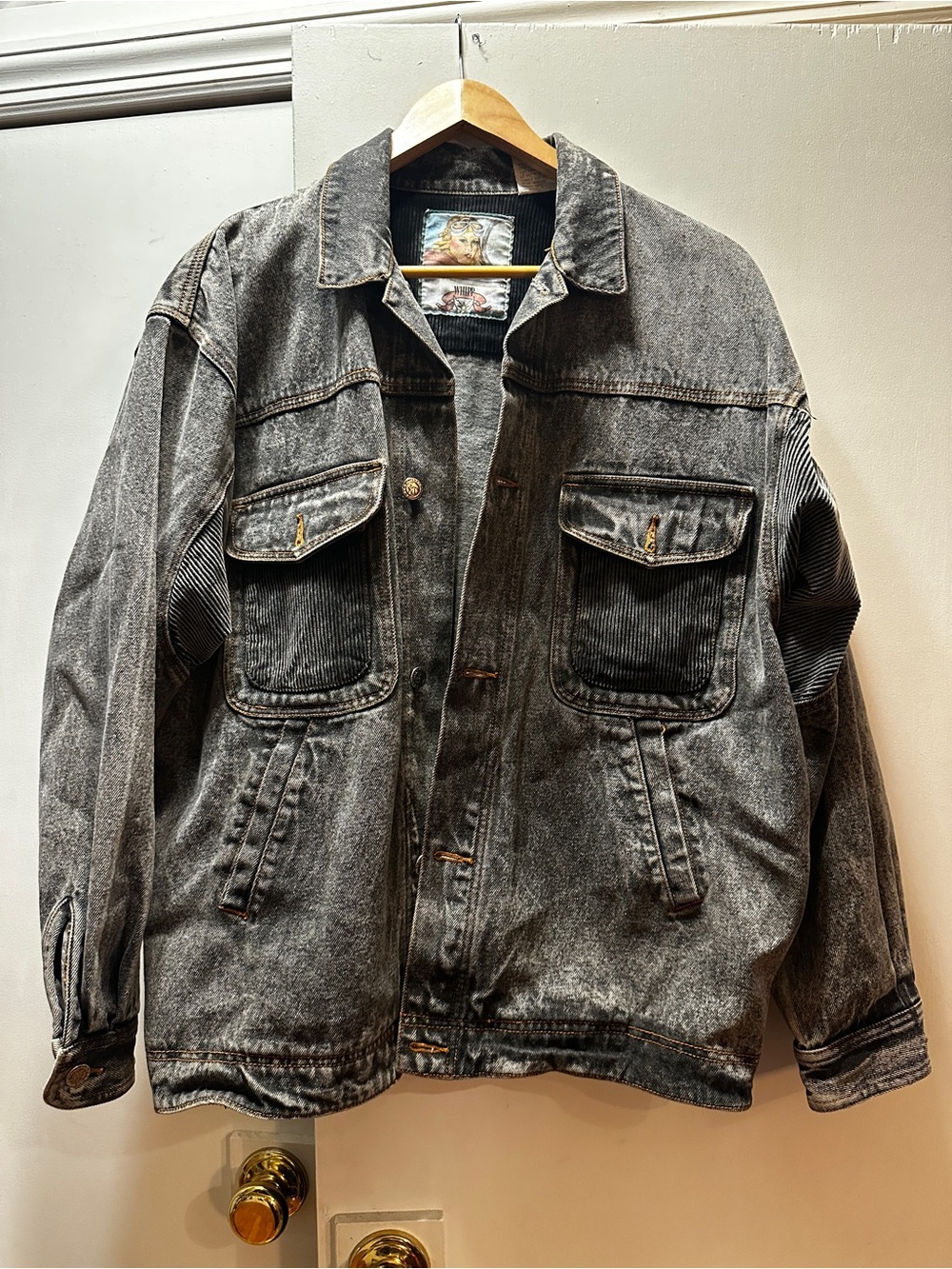 vintage black washed denim jacket